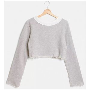 OUT FROM UNDER Grey Round Neck Cropped Sweater